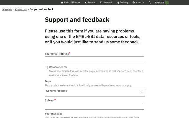 Screenshot of EBI Search API homepage