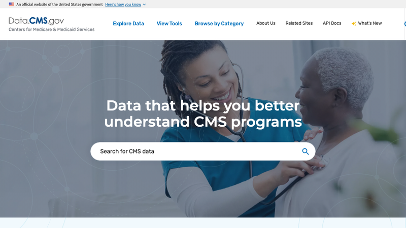Screenshot of CMS API homepage