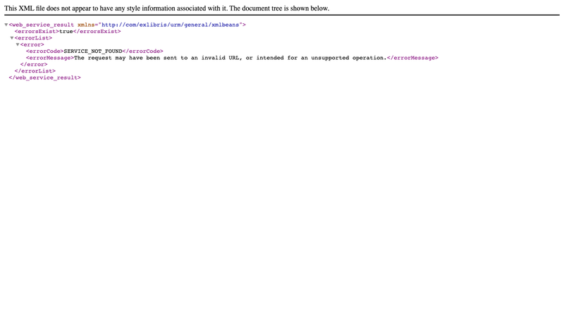 Screenshot of Ex Libris APIs homepage