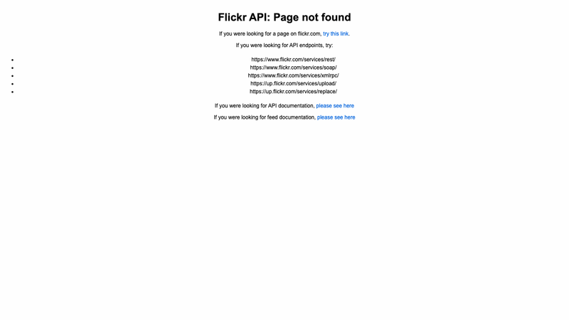 Screenshot of Flickr API Schema homepage