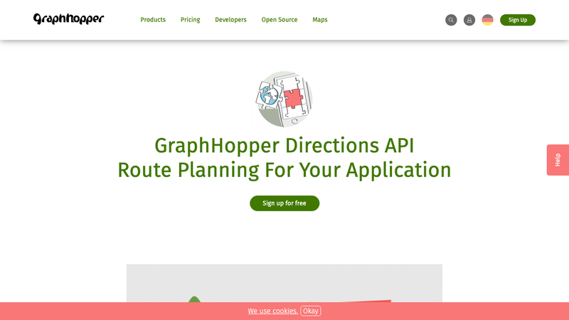 Screenshot of GraphHopper Directions API homepage