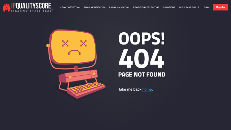 Screenshot of IPQualityScore API homepage