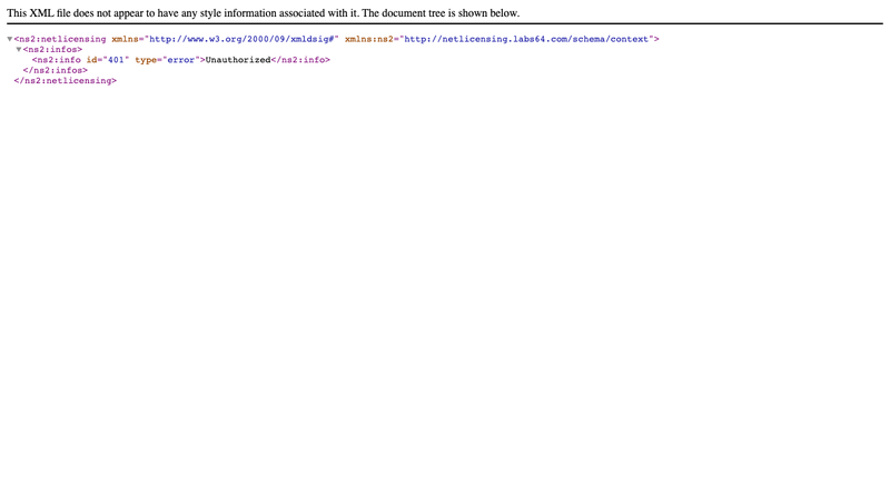 Screenshot of Labs64 NetLicensing RESTful API Test Center homepage