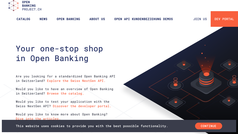Screenshot of Swiss NextGen Banking API-Framework homepage