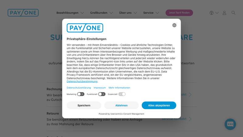 Screenshot of PAYONE Link API homepage
