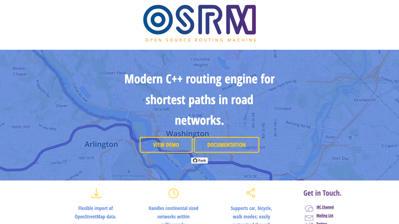 Screenshot of OpenStreetMap OSRM API homepage