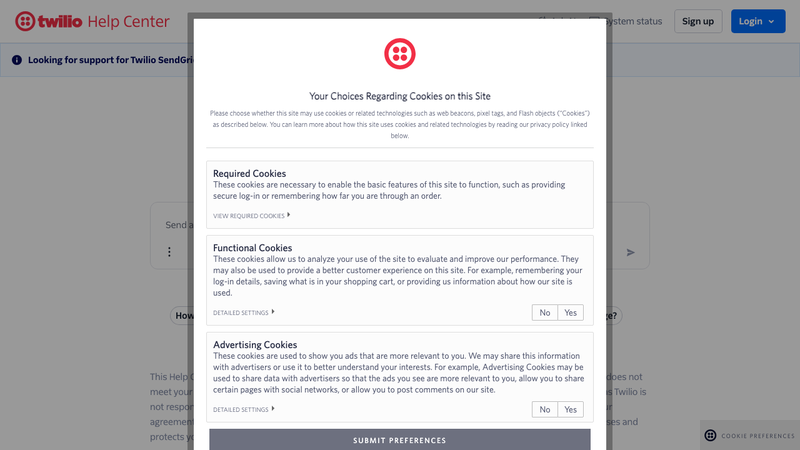 Screenshot of Twilio - Trunking homepage