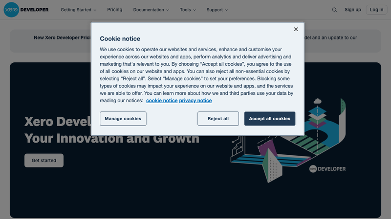 Screenshot of Xero Bank Feeds API homepage